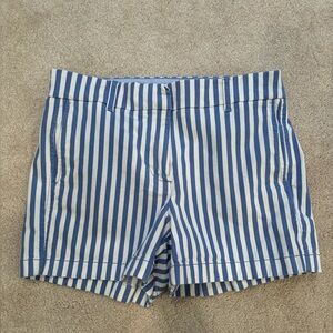 J. Crew 4” Stretch Chino Shorts Blue White Stripes Size 4